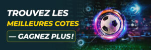 Graphique futuriste de football illustrant la recherche des meilleures cotes.