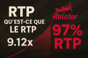 Illustration du RTP dans le jeu Aviator avec avion et multiplicateur.