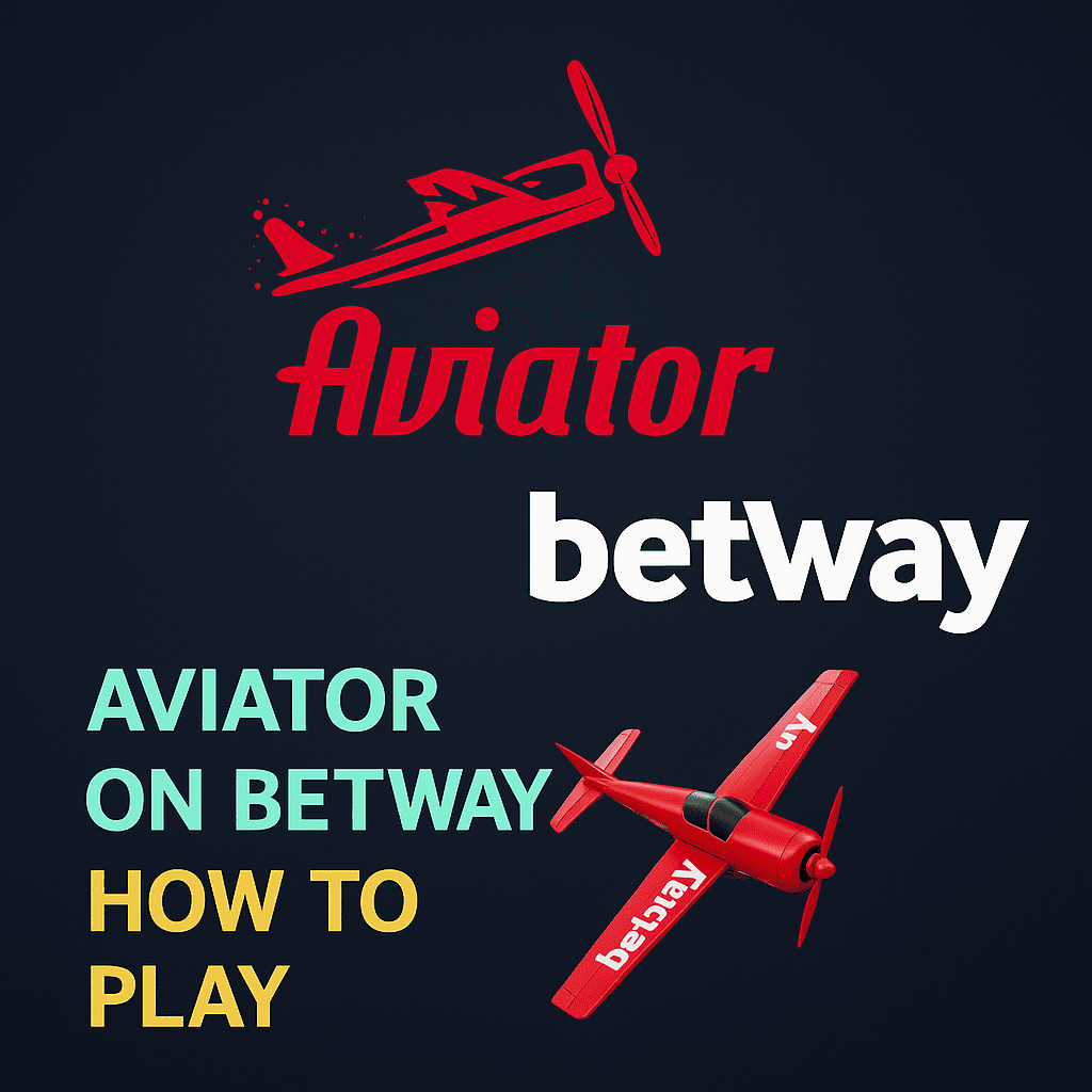 Aviator and Betway promo with red plane on dark blue background.