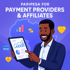 Illustration showing Paripesa agents and payment partners working together across Africa