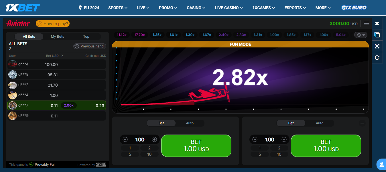 Aviator in 1xbet